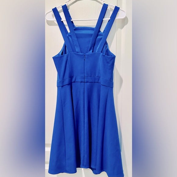 French Connection Whisper Light Double- Strap Royal Blue Fit & Flare Mini Dress - Picture 6 of 7